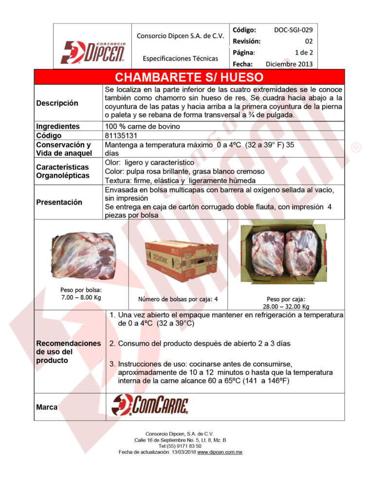 Chambarete s - Hueso - Consorcio Dipcen | Bienvenidos